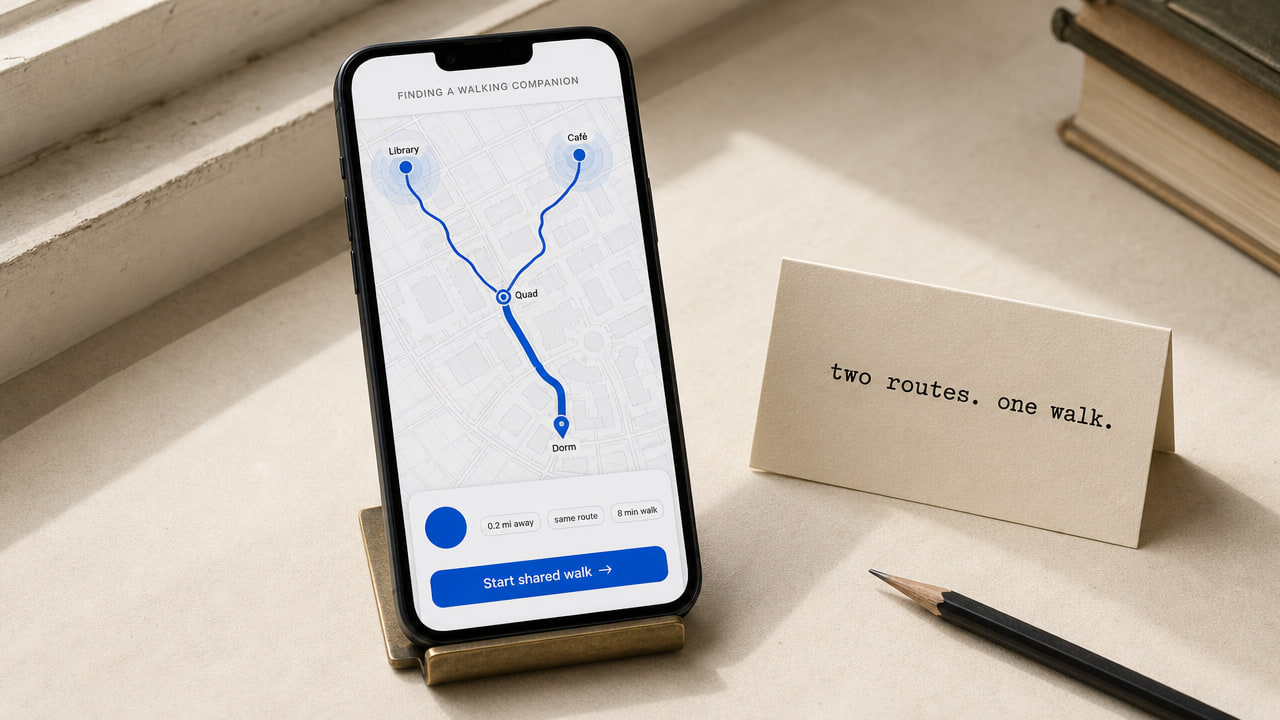 App matching two walking routes into one